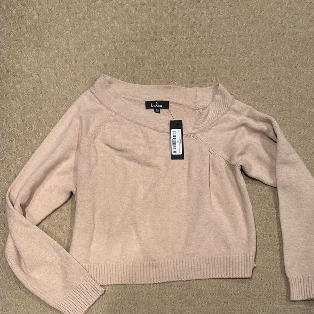 Lulu's Baby pink Off-the-Shoulder Sweater Knit